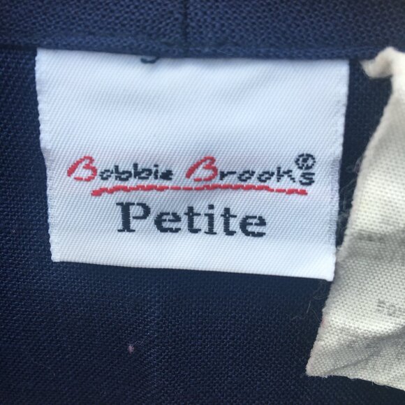 Vintage Bobbie Brooks Blazer Size 10P Navy Academia 80s 90s Linen Blend - Picture 10 of 11